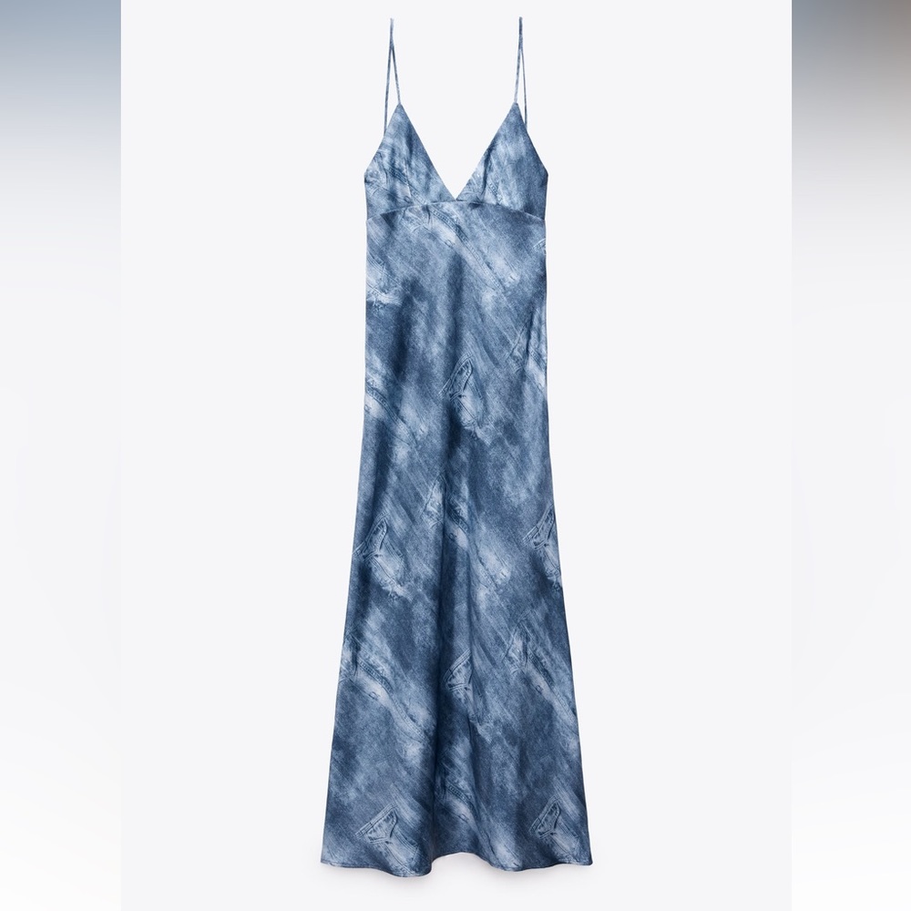 ZARA PRINTED SATIN EFFECT SLIP DRESS - Picture 15 of 16